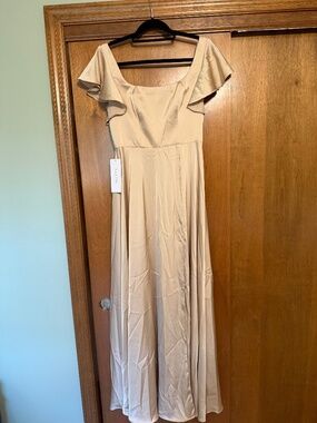 Azazie Dress - Bondi - Champagne - Size A6 - Silk